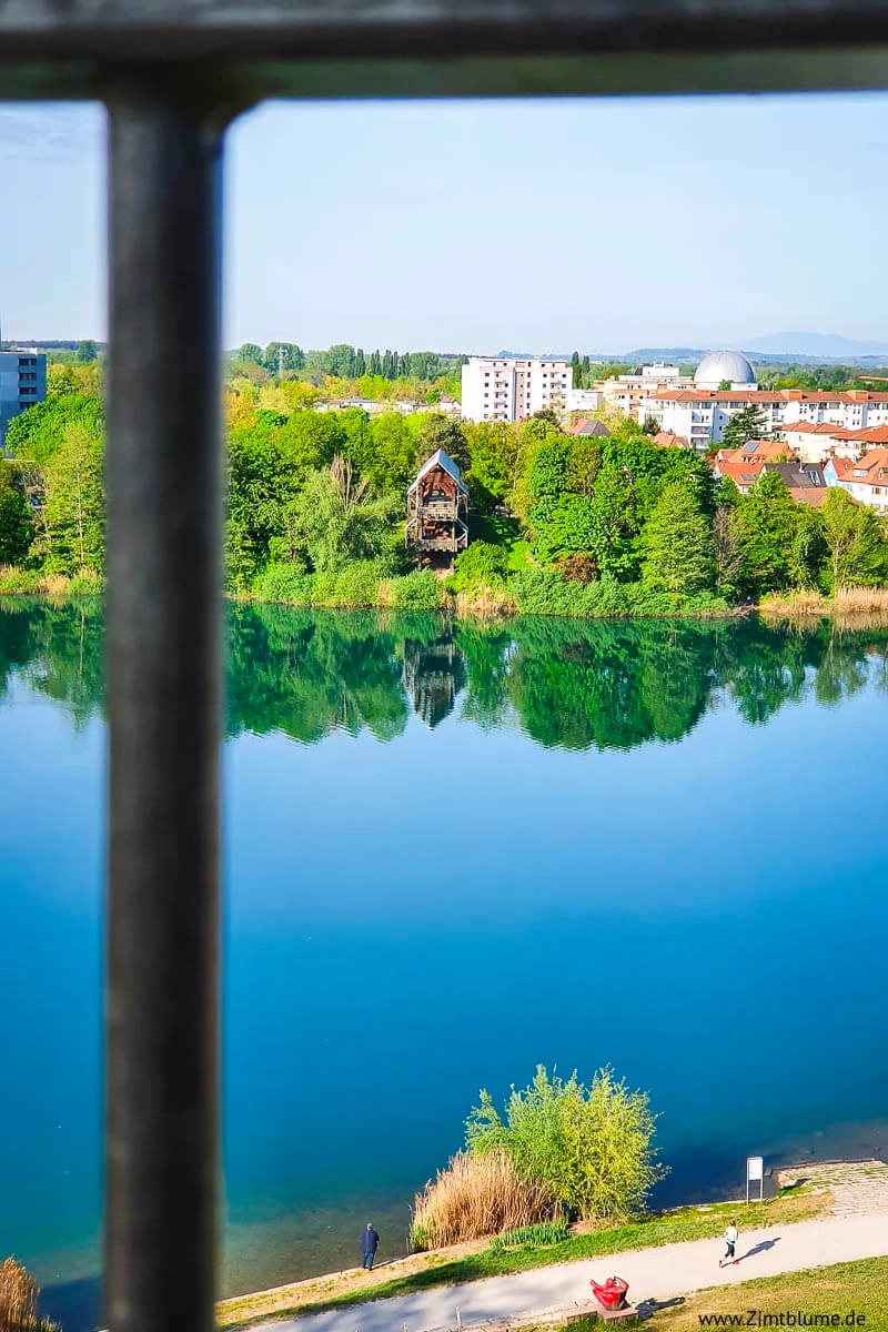 View over the Seepark lake from the Glashaus in Freiburg