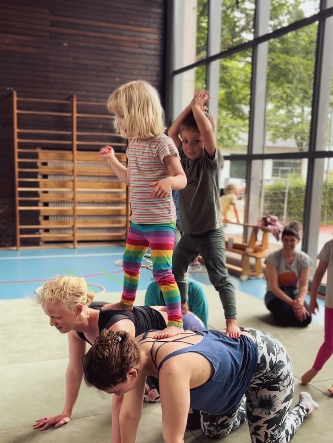 Family AcroYoga pyramid